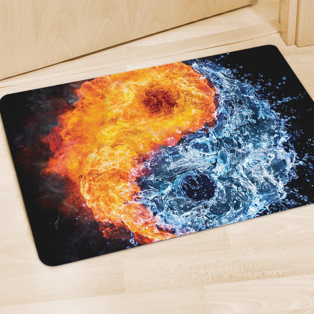 Fire And Water Yin Yang Print Polyester Doormat
