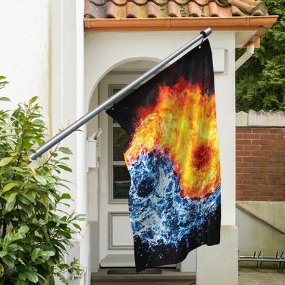 Fire And Water Yin Yang Print Polyester Flag