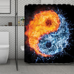 Fire And Water Yin Yang Print Polyester Shower Curtain