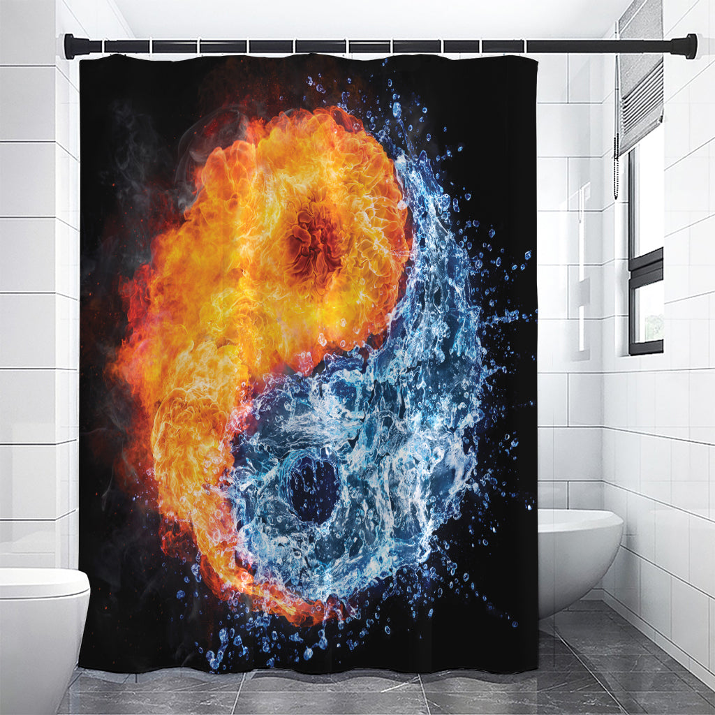 Fire And Water Yin Yang Print Premium Shower Curtain
