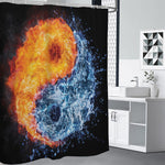 Fire And Water Yin Yang Print Premium Shower Curtain