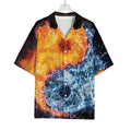 Fire And Water Yin Yang Print Rayon Hawaiian Shirt