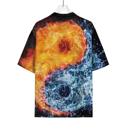 Fire And Water Yin Yang Print Rayon Hawaiian Shirt