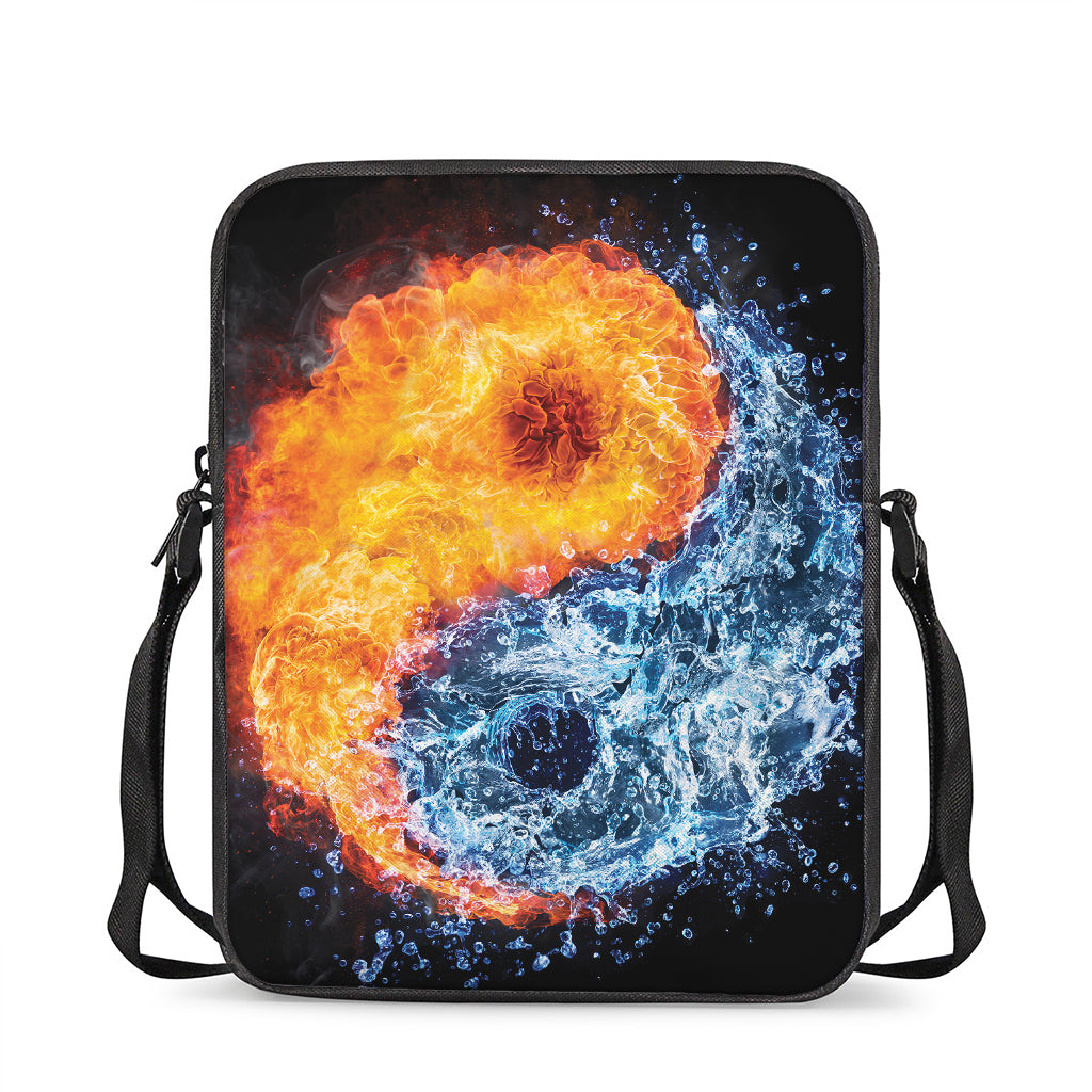 Fire And Water Yin Yang Print Rectangular Crossbody Bag