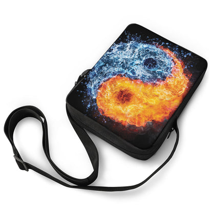 Fire And Water Yin Yang Print Rectangular Crossbody Bag
