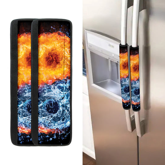 Fire And Water Yin Yang Print Refrigerator Handle Covers
