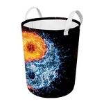 Fire And Water Yin Yang Print Round Laundry Basket