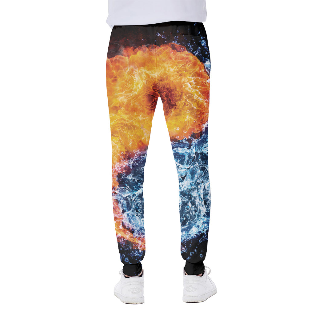 Fire And Water Yin Yang Print Scuba Joggers