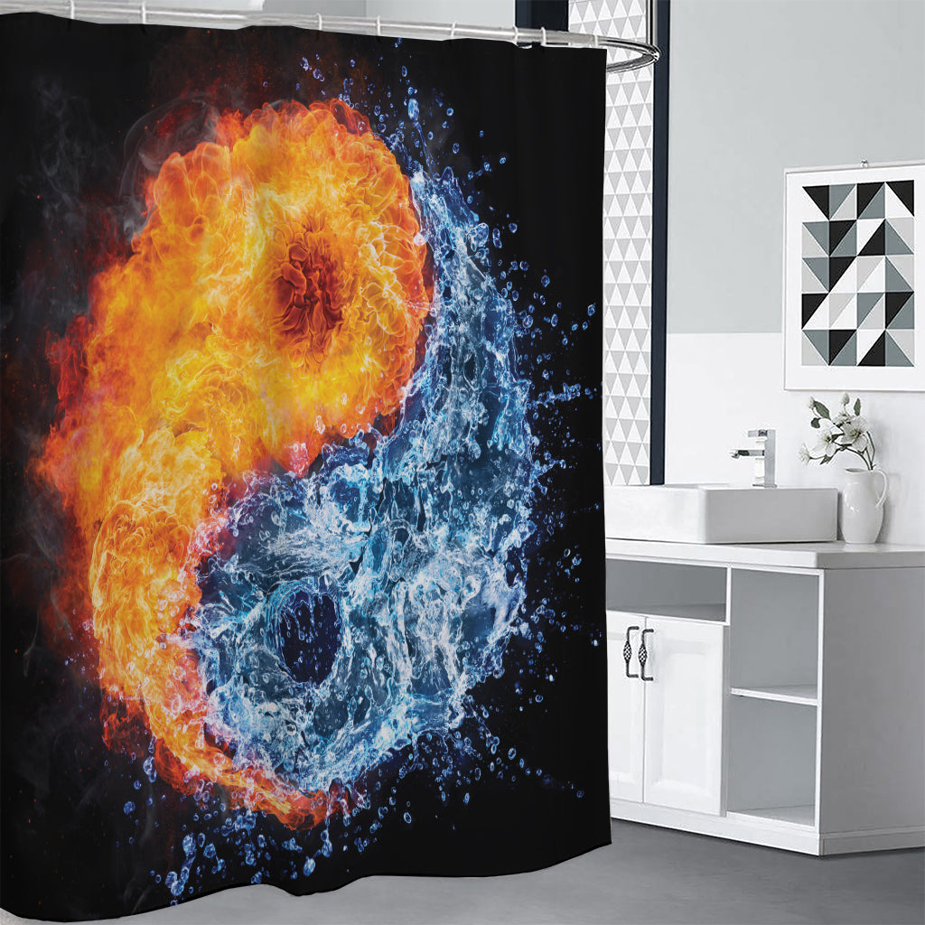 Fire And Water Yin Yang Print Shower Curtain