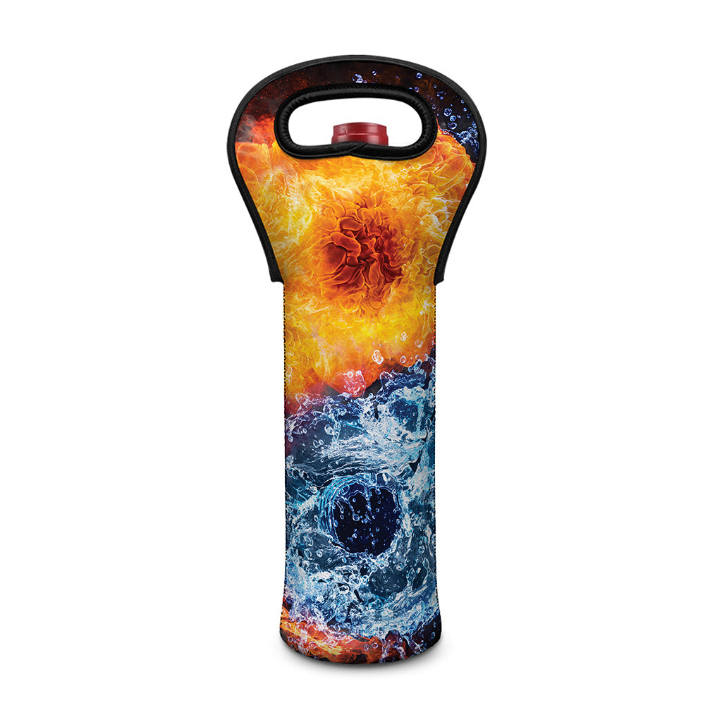 Fire And Water Yin Yang Print Single Neoprene Wine Tote
