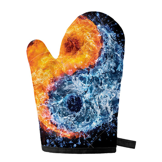 Fire And Water Yin Yang Print Single Oven Mitt
