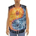 Fire And Water Yin Yang Print Sleeveless Baseball Jersey