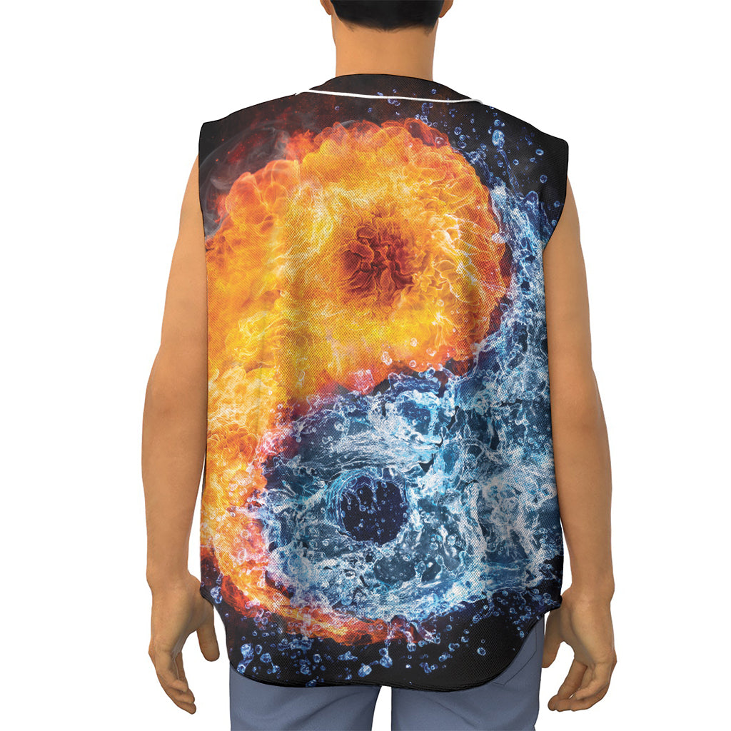 Fire And Water Yin Yang Print Sleeveless Baseball Jersey