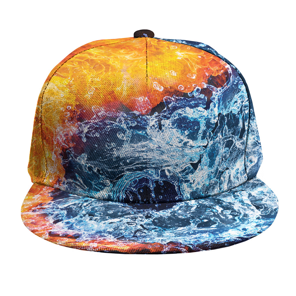 Fire And Water Yin Yang Print Snapback Cap