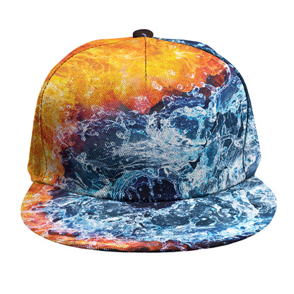 Fire And Water Yin Yang Print Snapback Cap