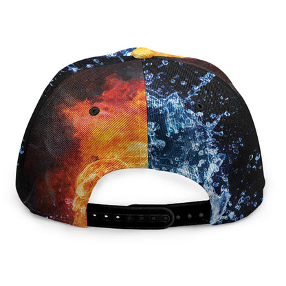 Fire And Water Yin Yang Print Snapback Cap