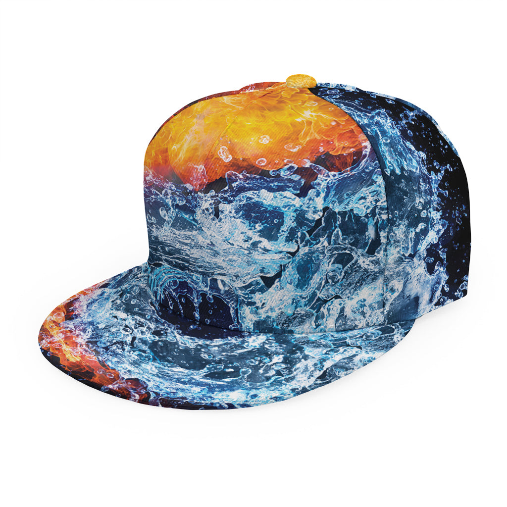 Fire And Water Yin Yang Print Snapback Cap