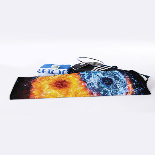 Fire And Water Yin Yang Print Sports Towel