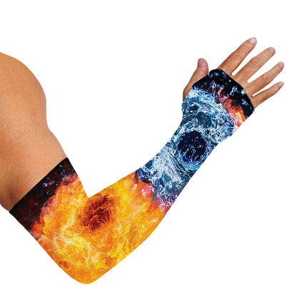 Fire And Water Yin Yang Print Sun Protection Arm Sleeves
