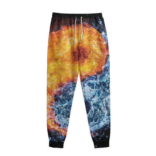 Fire And Water Yin Yang Print Sweatpants