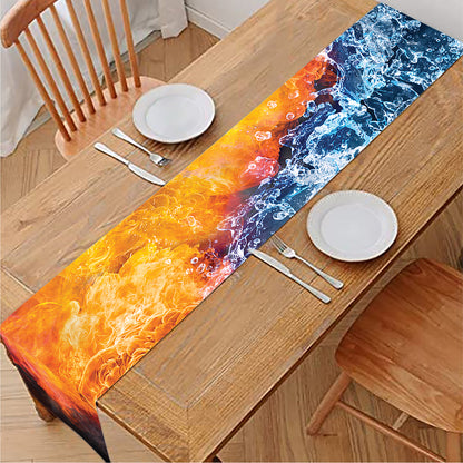 Fire And Water Yin Yang Print Table Runner