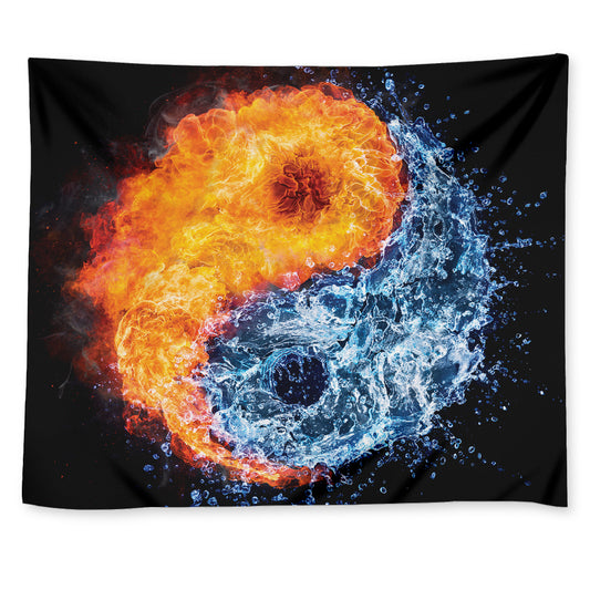 Fire And Water Yin Yang Print Tapestry