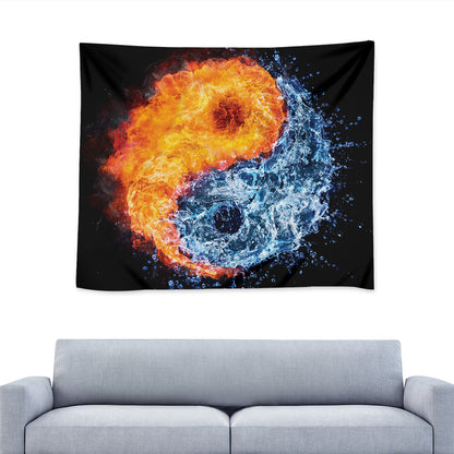 Fire And Water Yin Yang Print Tapestry