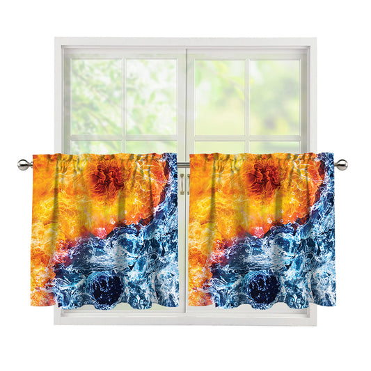 Fire And Water Yin Yang Print Tier Curtains