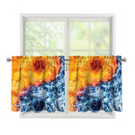Fire And Water Yin Yang Print Tier Curtains