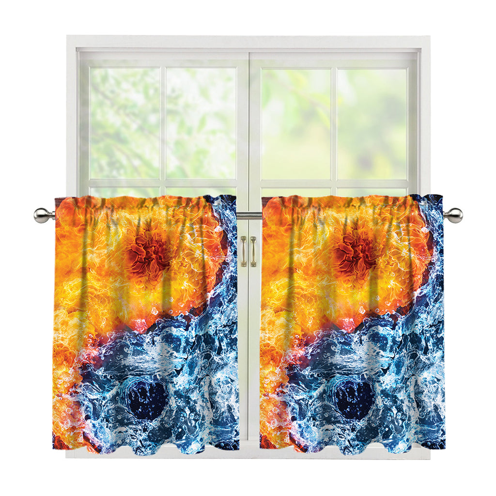 Fire And Water Yin Yang Print Tier Curtains