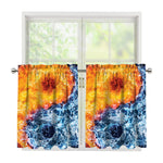 Fire And Water Yin Yang Print Tier Curtains