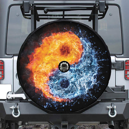 Fire And Water Yin Yang Print Tire Cover With Camera Hole