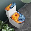 Fire And Water Yin Yang Print Toilet Lid And Tank Cover Set