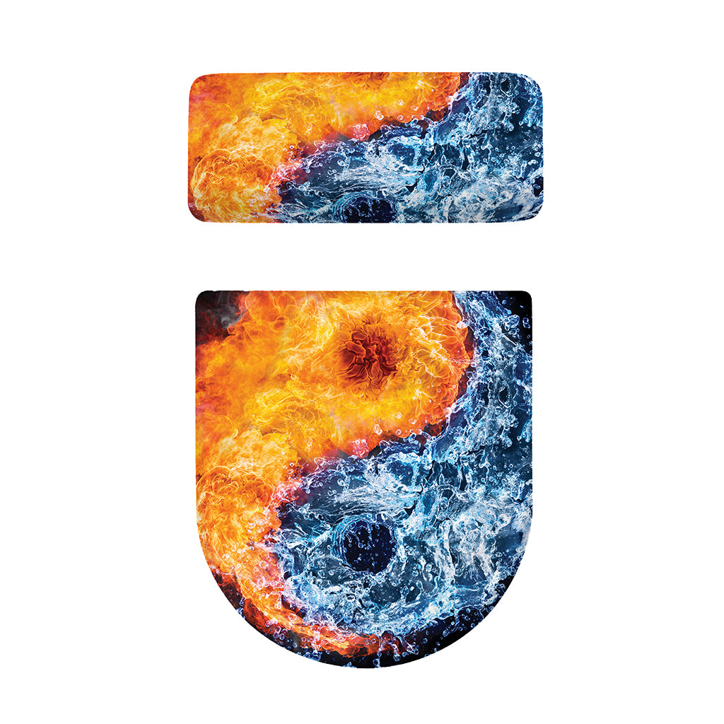 Fire And Water Yin Yang Print Toilet Lid And Tank Cover Set