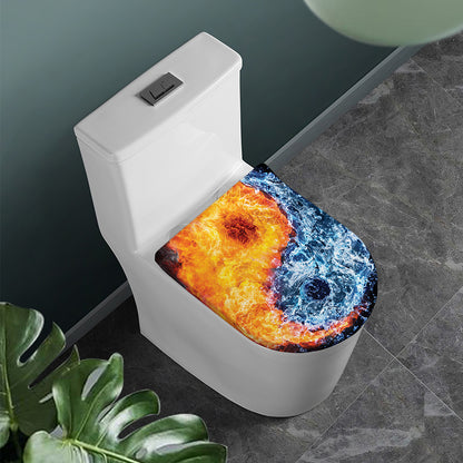 Fire And Water Yin Yang Print Toilet Lid Cover