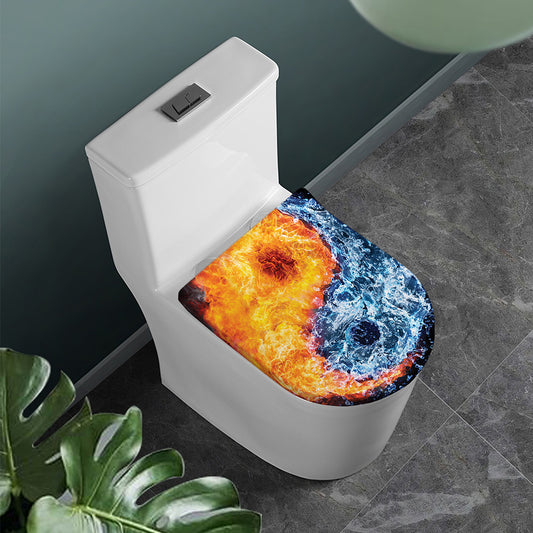Fire And Water Yin Yang Print Toilet Lid Cover