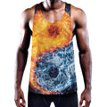 Fire And Water Yin Yang Print Men's Workout Tank Top