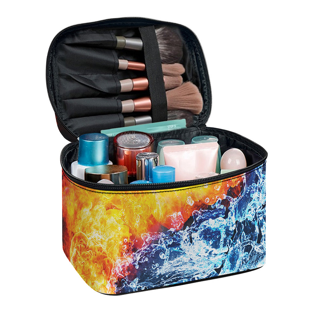 Fire And Water Yin Yang Print Travel Makeup Bag