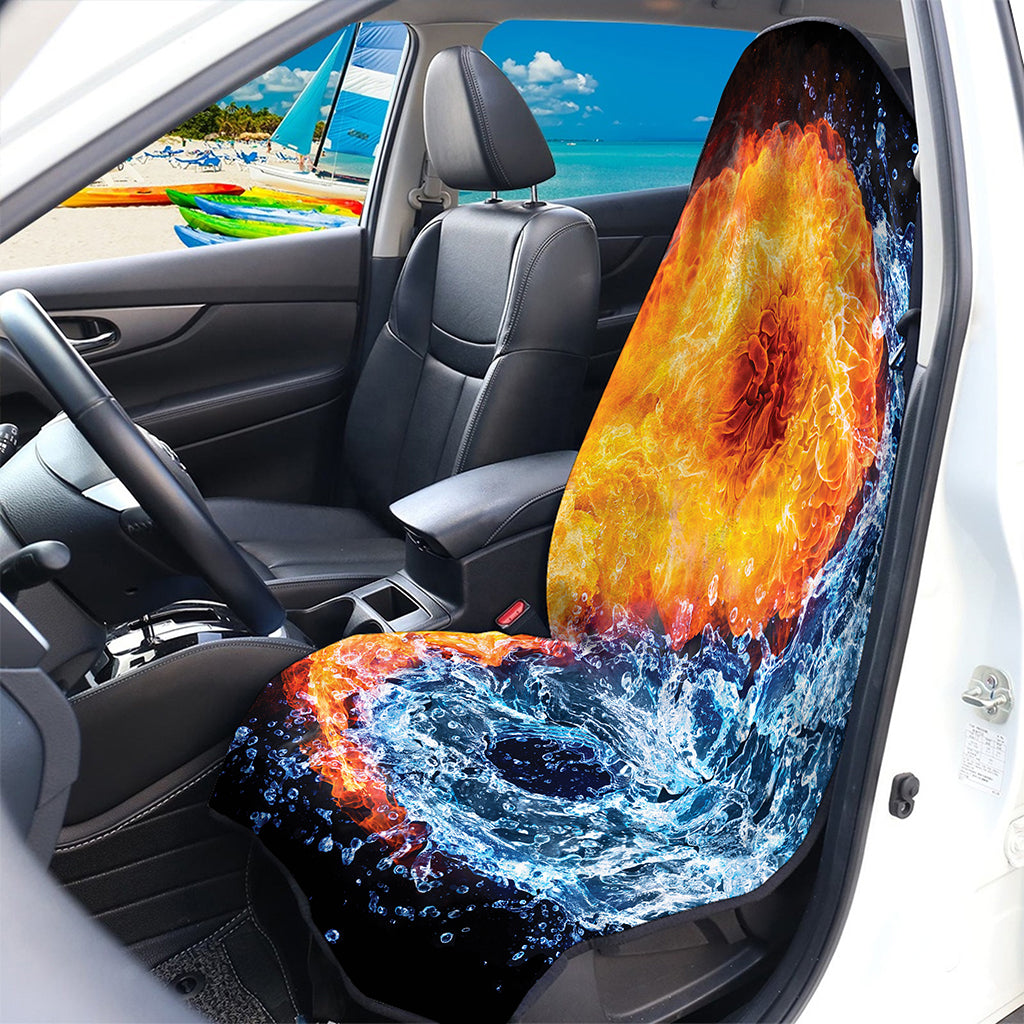 Fire And Water Yin Yang Print Waterproof Car Seat Cover