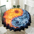 Fire And Water Yin Yang Print Waterproof Round Tablecloth