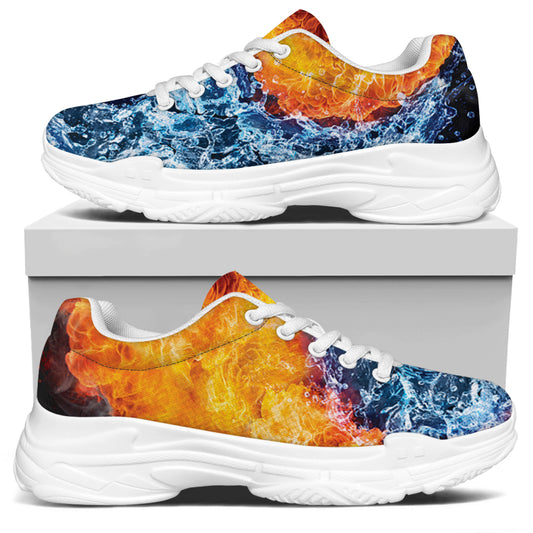 Fire And Water Yin Yang Print White Chunky Shoes
