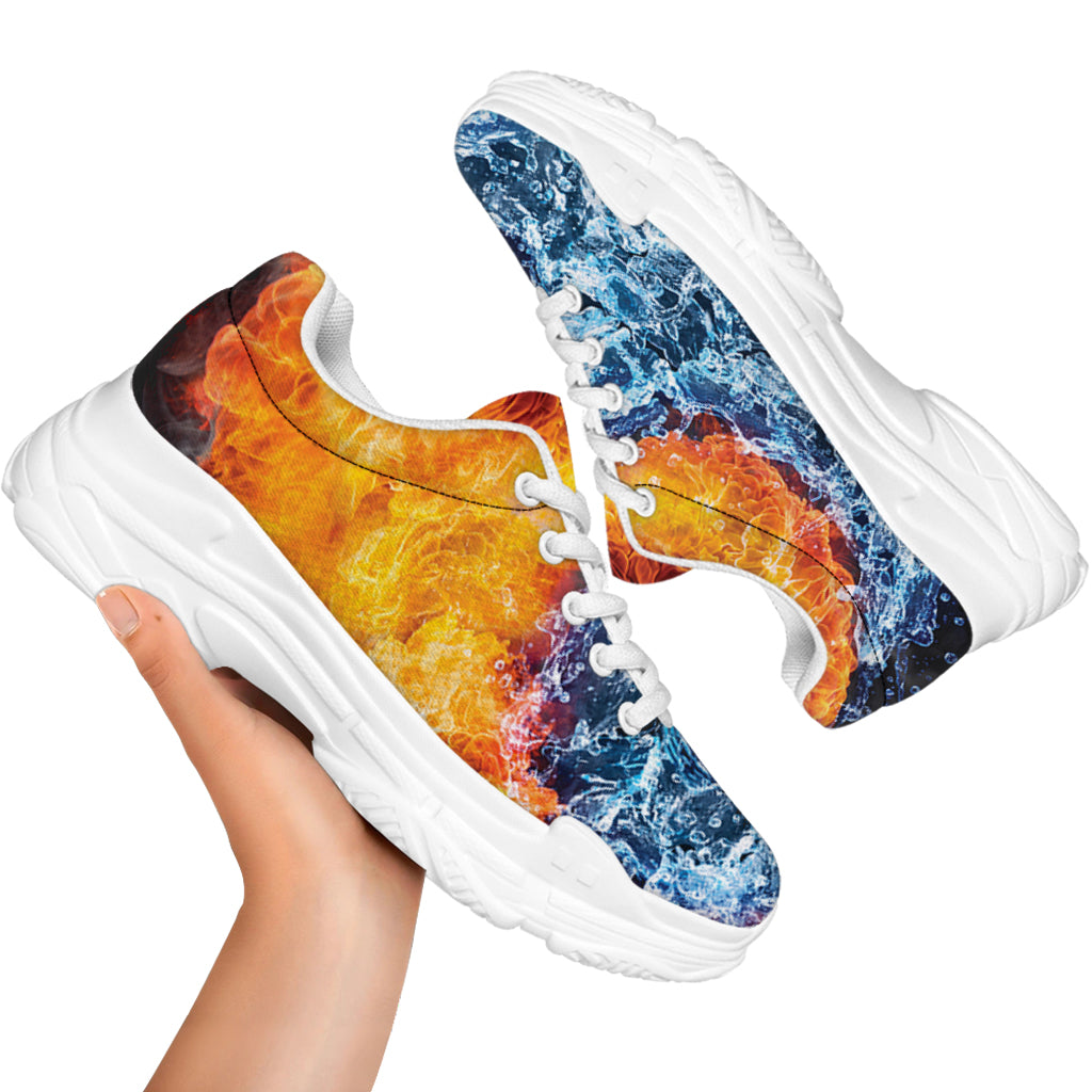 Fire And Water Yin Yang Print White Chunky Shoes
