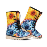Fire And Water Yin Yang Print Winter Boots