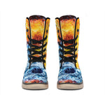 Fire And Water Yin Yang Print Winter Boots