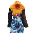 Fire And Water Yin Yang Print Women's Bathrobe