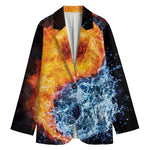Fire And Water Yin Yang Print Women's Blazer