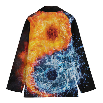 Fire And Water Yin Yang Print Women's Blazer