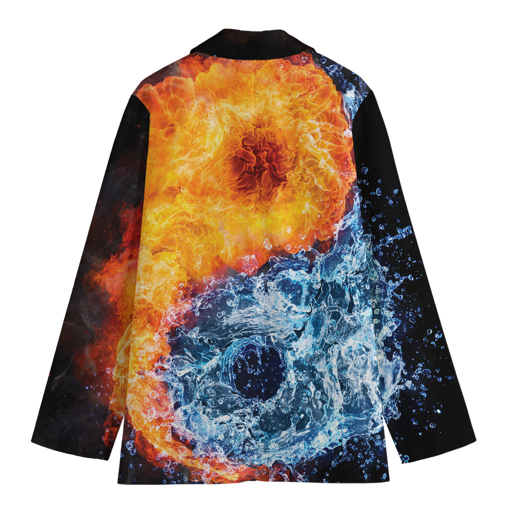Fire And Water Yin Yang Print Women's Cotton Blazer