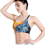 Fire And Water Yin Yang Print Women's Sports Bra
