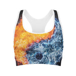 Fire And Water Yin Yang Print Women's Sports Bra